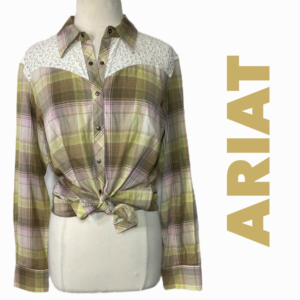 Ariat plaid and lace fitted western shirt
